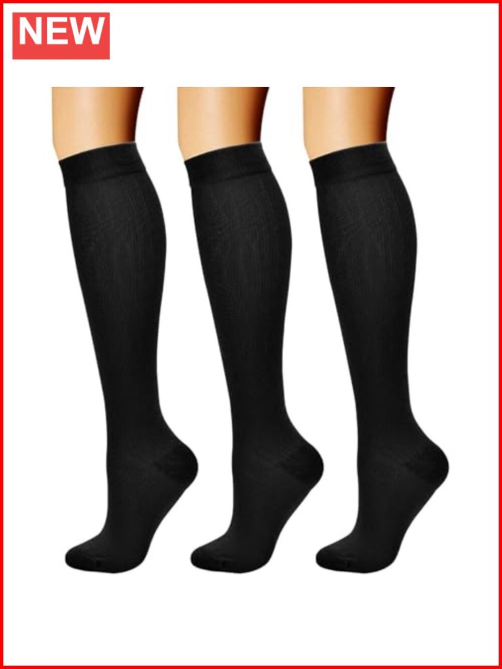 Compression Socks 3 Pairs 15-20 mmHg Nylon Spandex Support Athletic